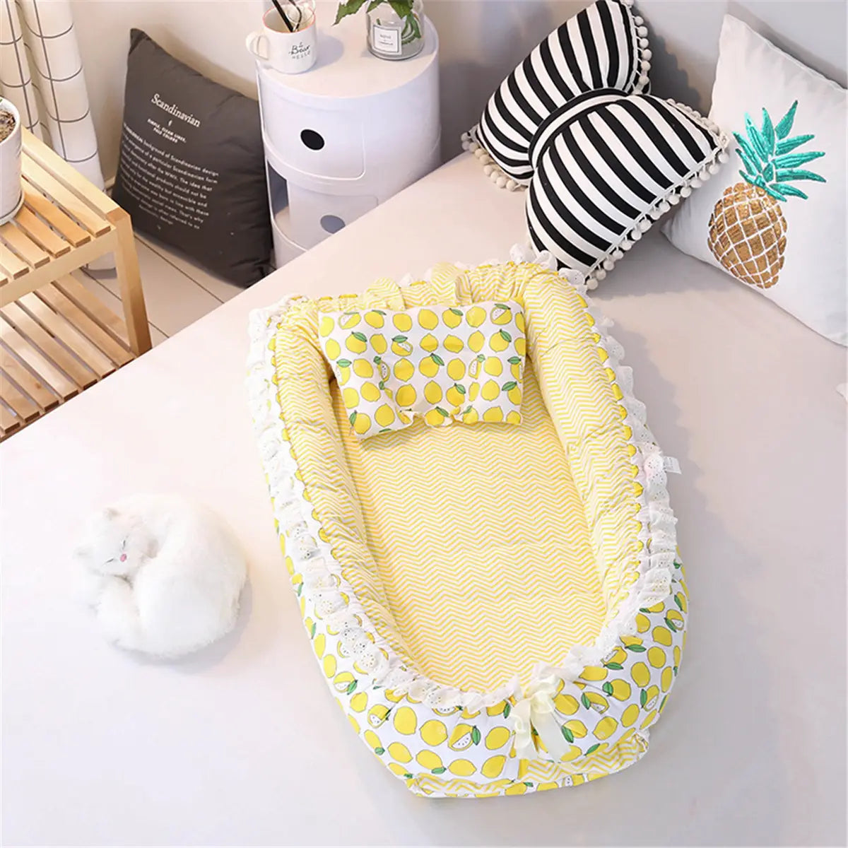 Portable Folding Bed Baby Pillow Sleep Cushion Cot Crib