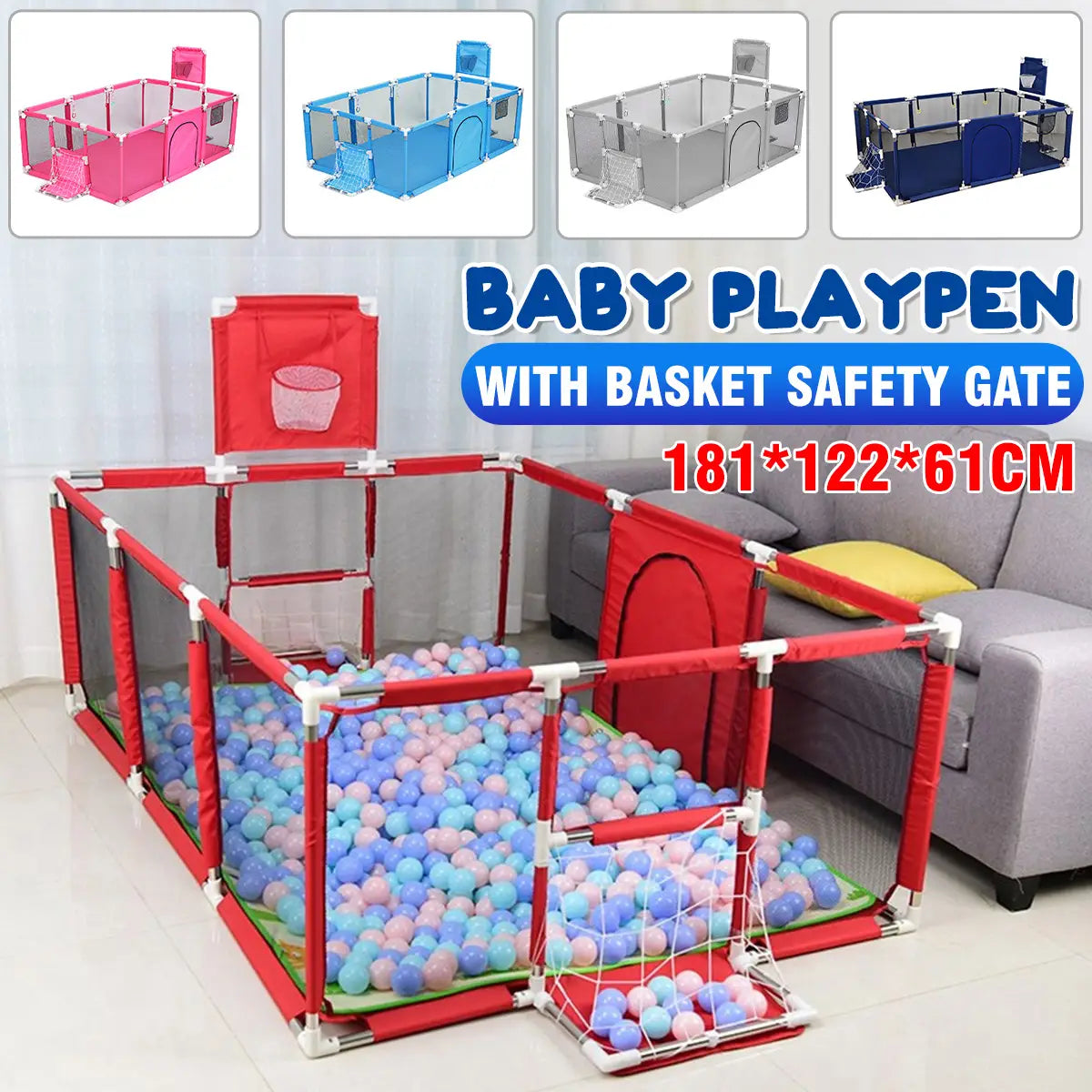 3 In 1 Baby Playpen Interactive Safety Indoor Gate Play