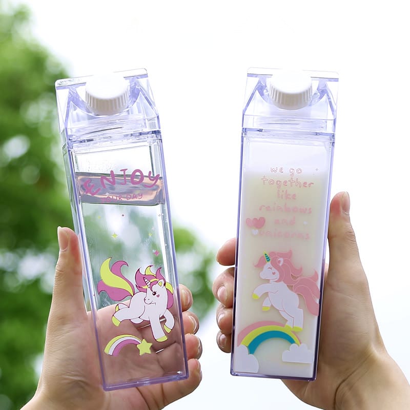 Portable Milk Carton Water Bottle Novelty Cartoon