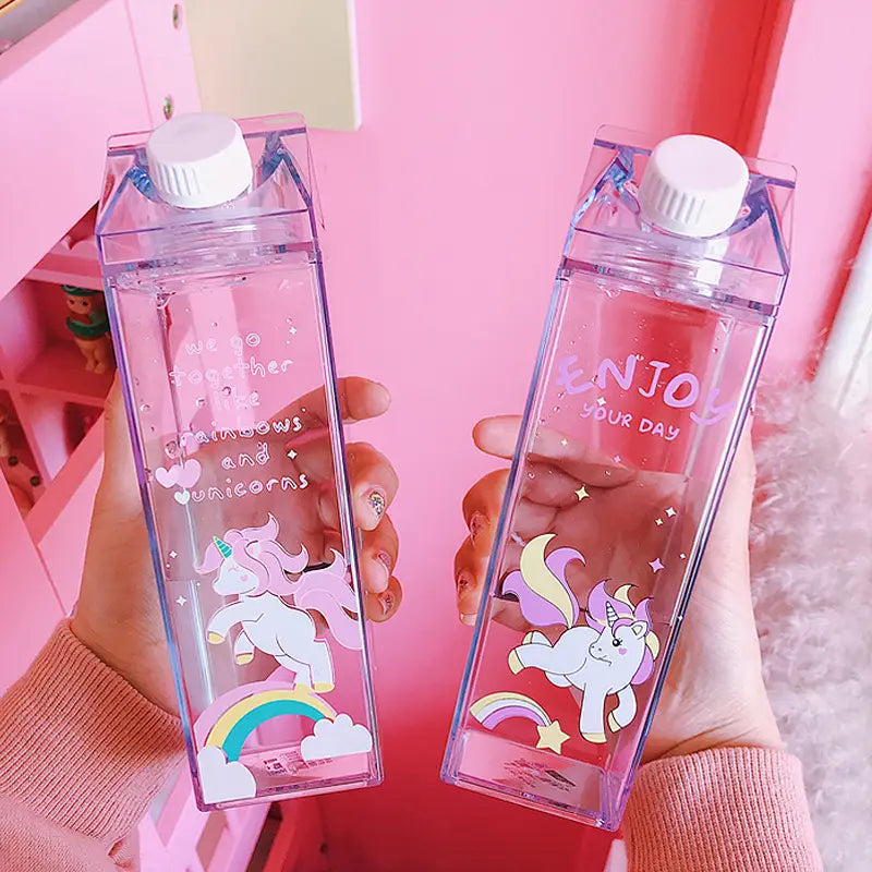 Portable Milk Carton Water Bottle Novelty Cartoon