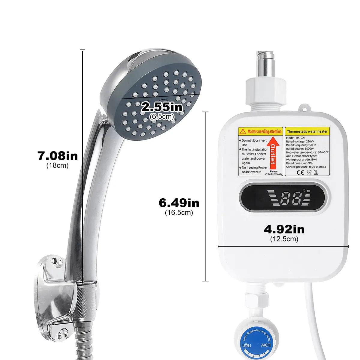 3500w 110v Instant Water Heater Shower 3s Heating Bathroom