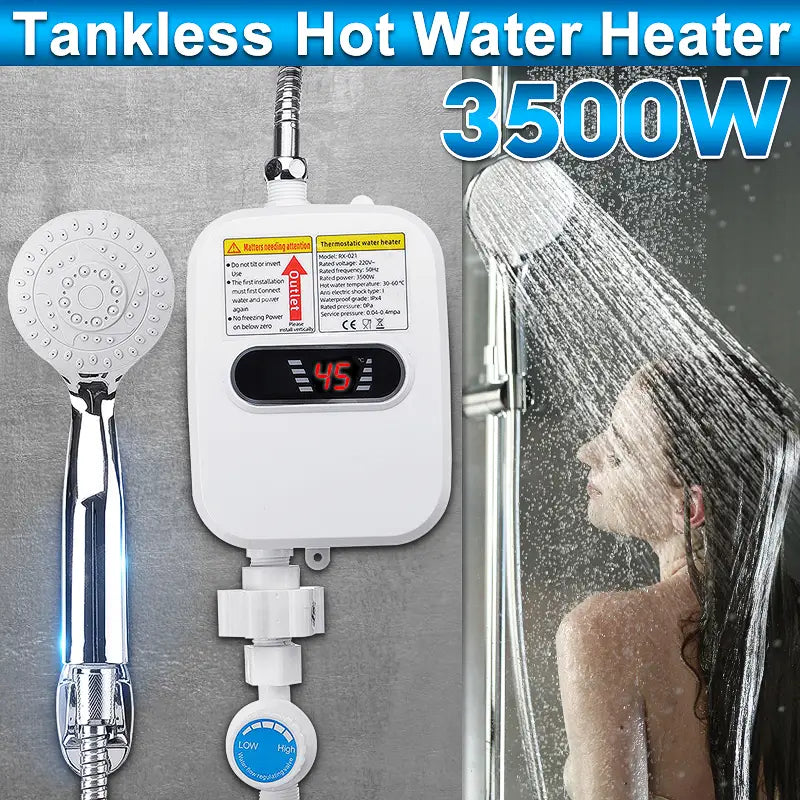 3500w Mini Instant Tankless Electric Shower Hot Water Heater