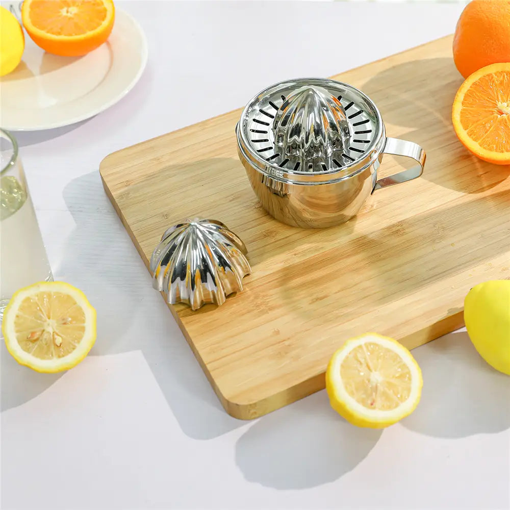 Stainless Steel Lemon Squeezer Manual Fruit Juicer Built-in