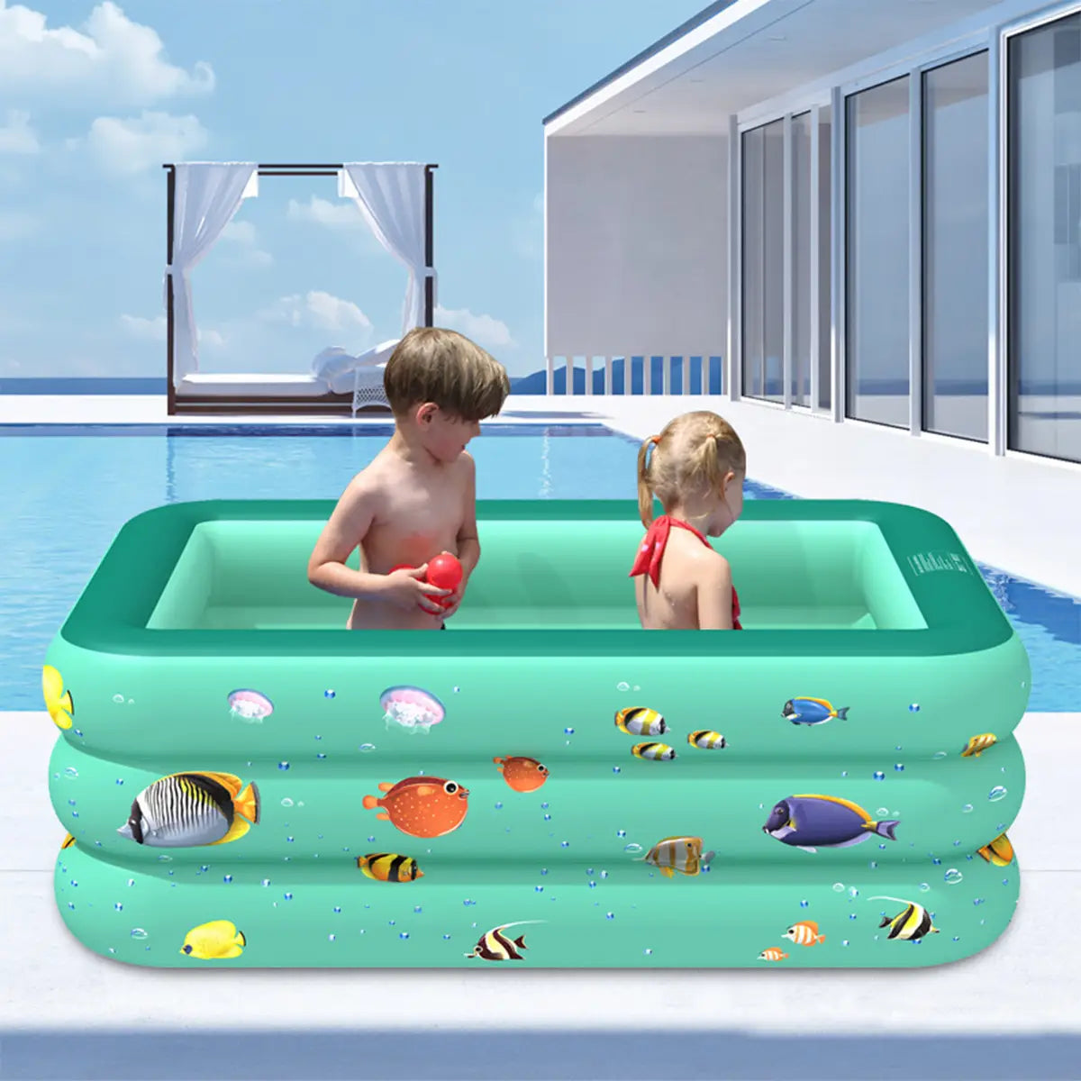 Inflatable Square Kids Swimming Padding Pool Play Bathing