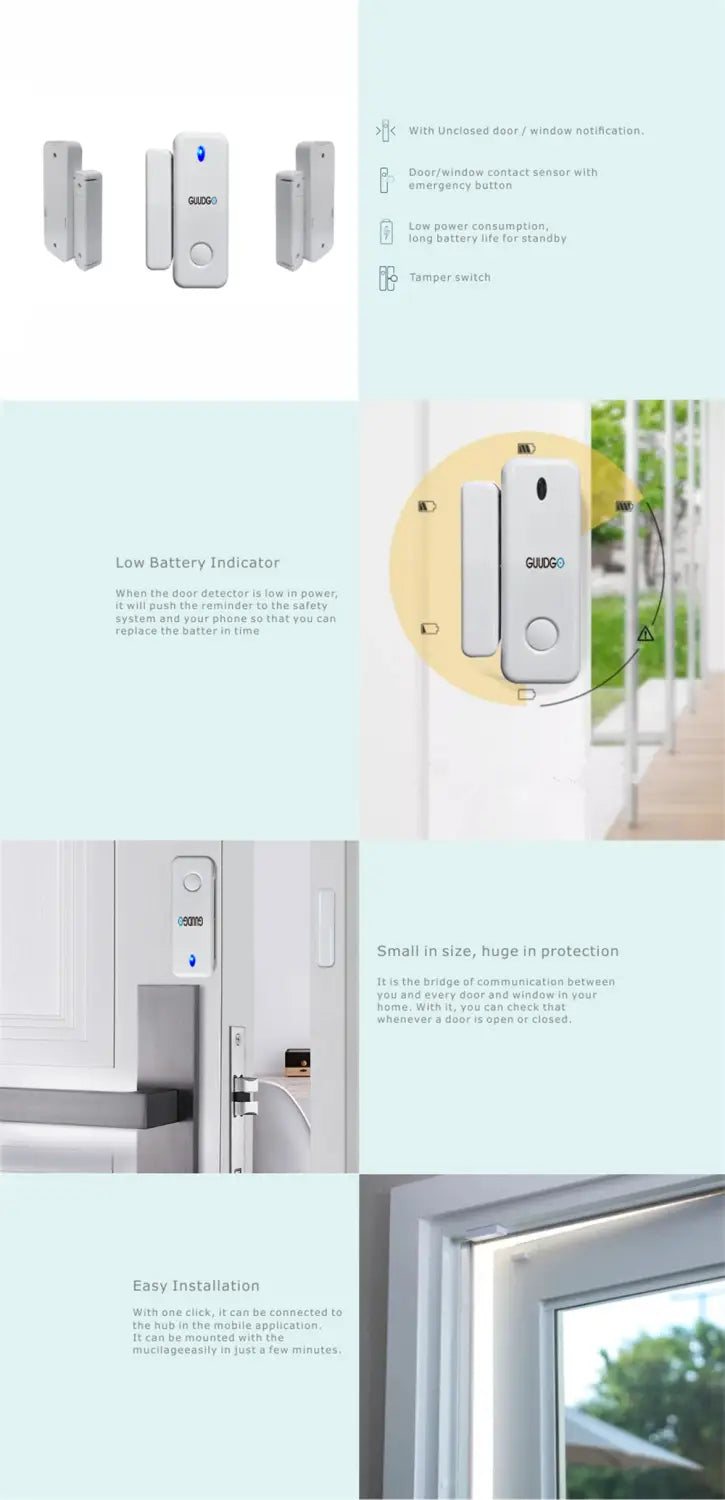 Guudgo Wireless Door Windows Sensor 433mhz For Smart Home