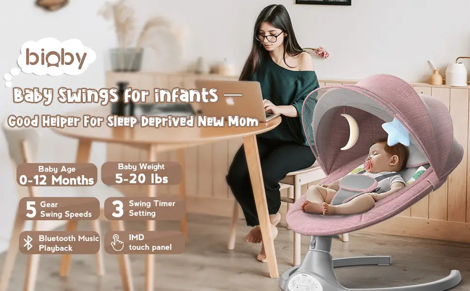 Kimbosmart Baby Swing Bouncer Chair, Multi-function Music