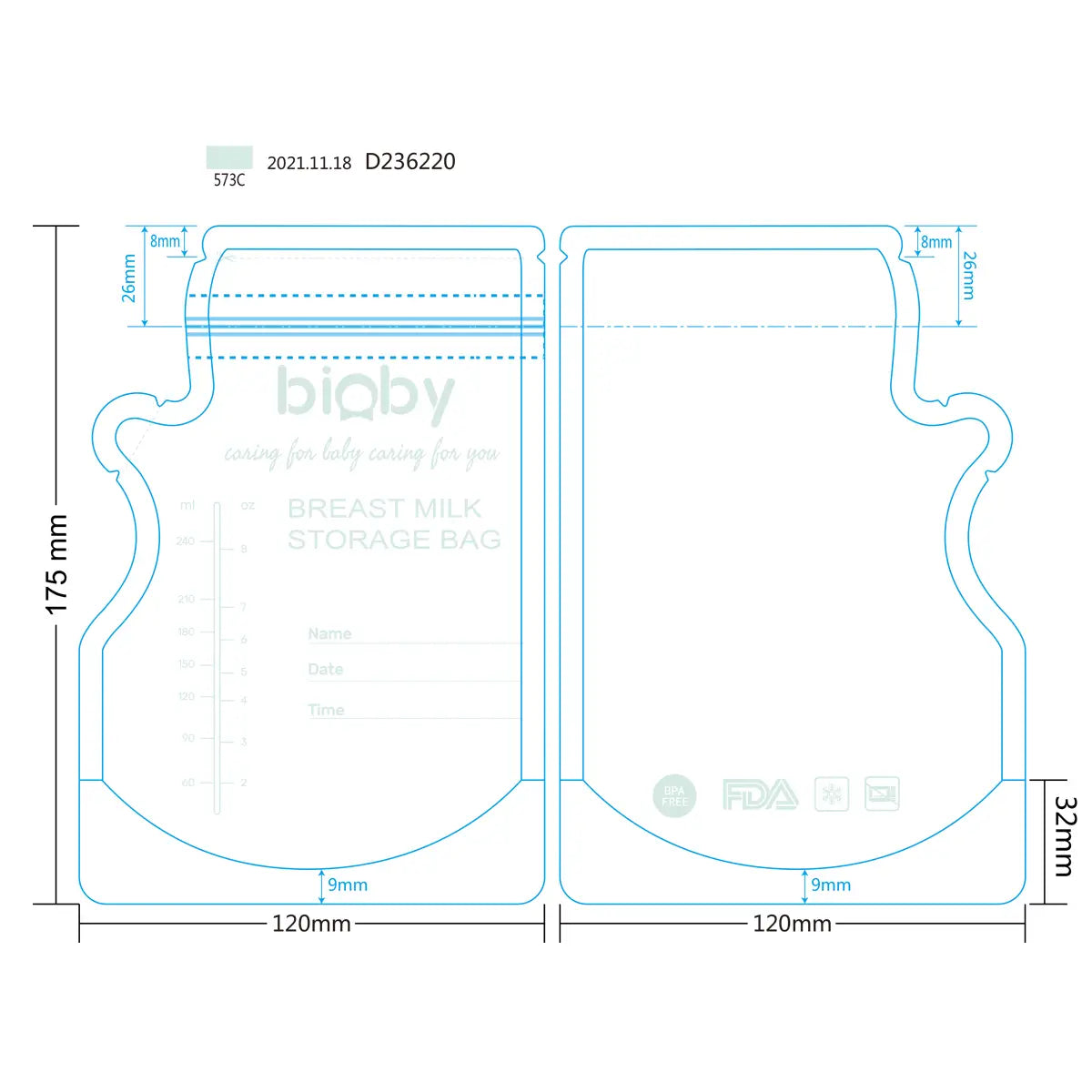 Bioby 100pcs 40ml Milk Freezer Bags Leakproof Mother Baby