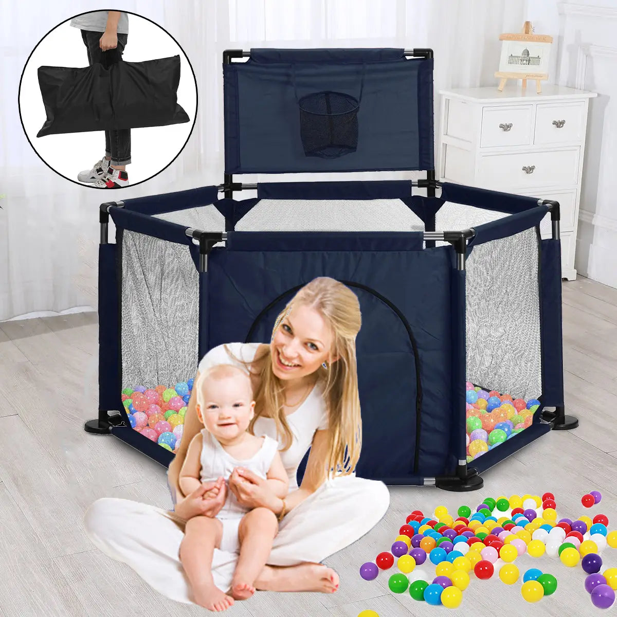 Baby Playpen Oxford Cloth Balls Pool Infant Playground Fence