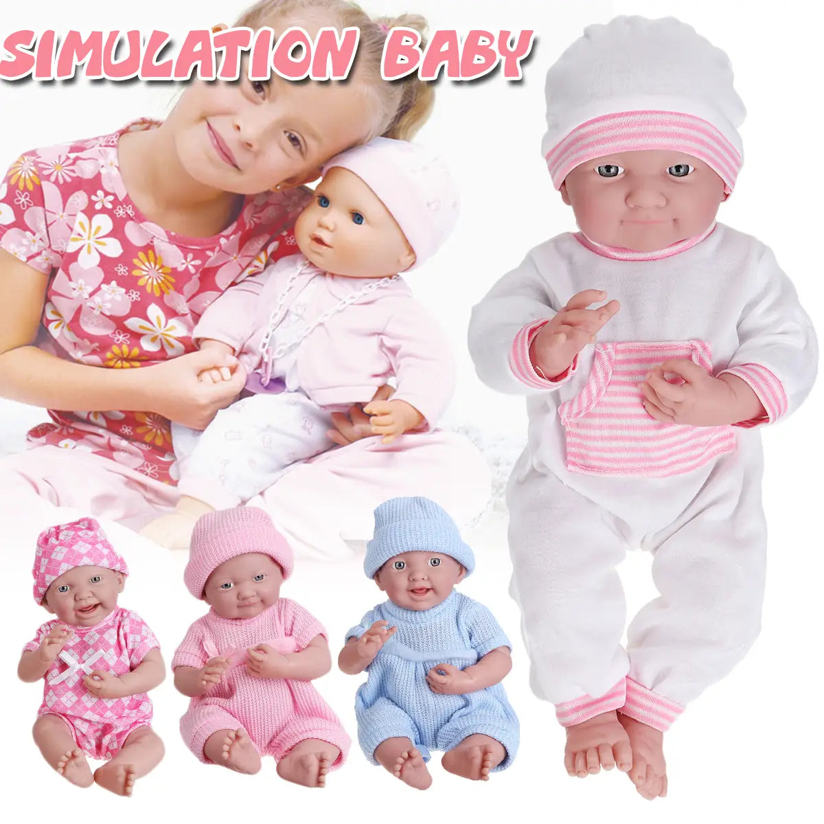 39x18cm Baby Dolls Handmade Design Cloth Body Pva Alive