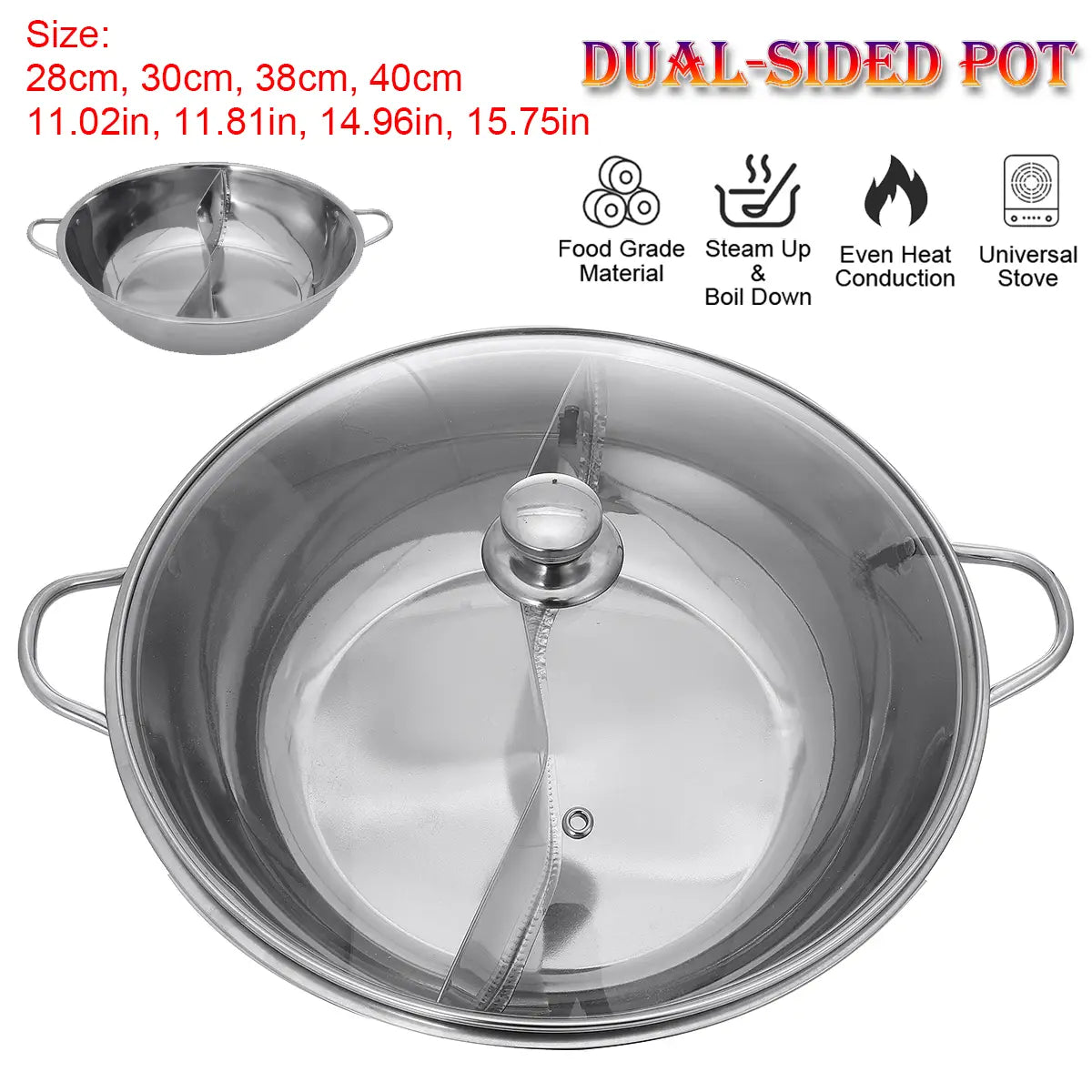 Hot Pot Dual-sided Stainless Steel Cookware For Induction