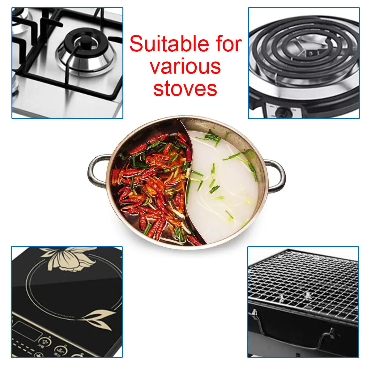 Hot Pot Dual-sided Stainless Steel Cookware For Induction