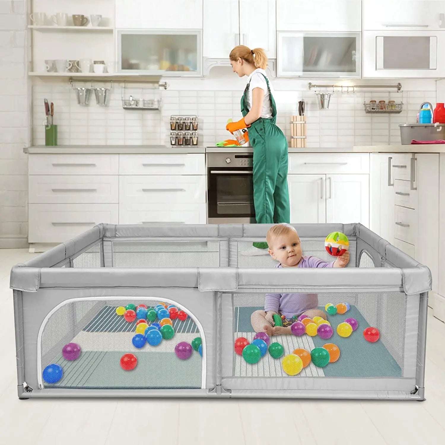 Bioby Baby Playpen 360 Wide View Children Playground Safety