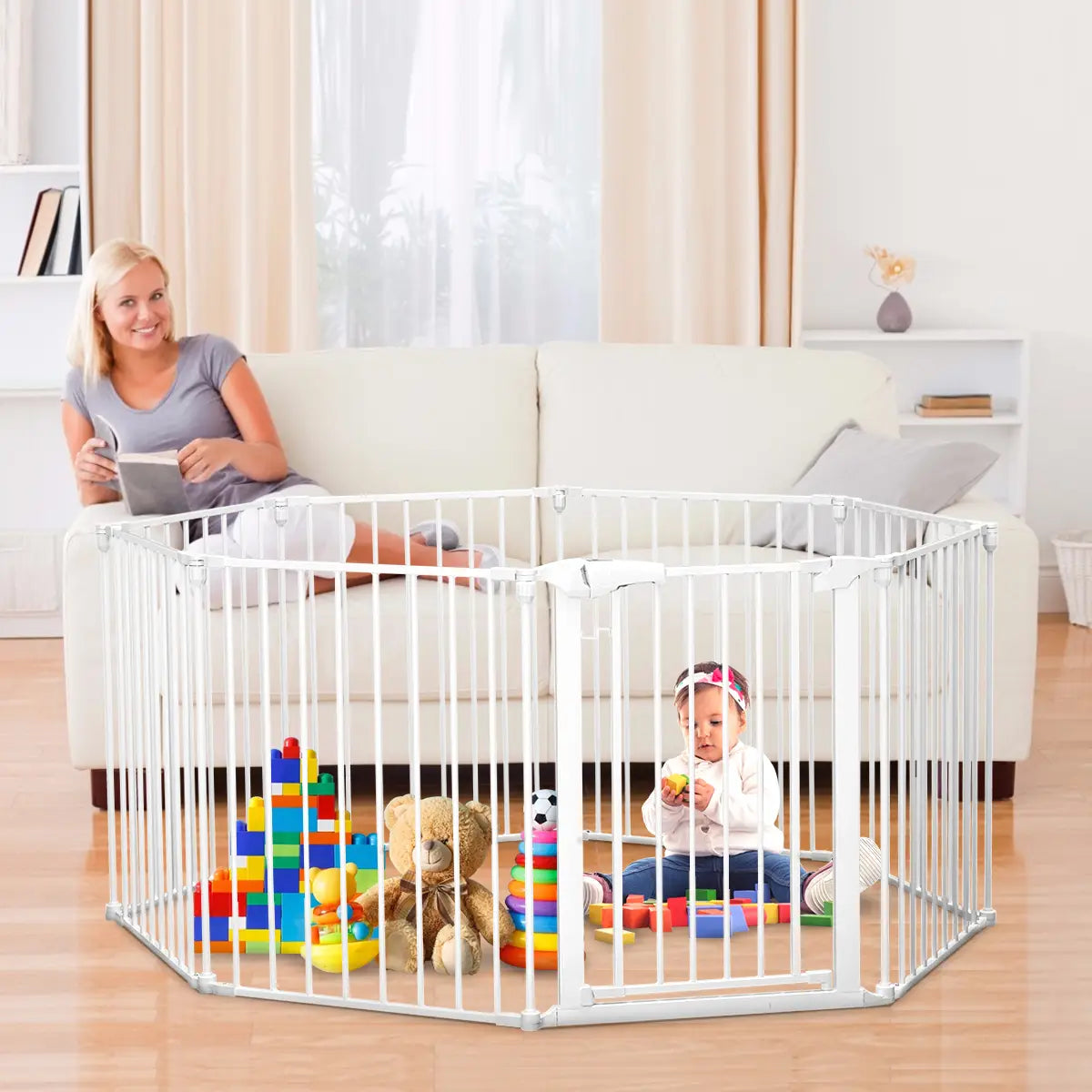 Comomy 198 Inch Long Baby Gate, Extra Wide Gate Play Yard 8