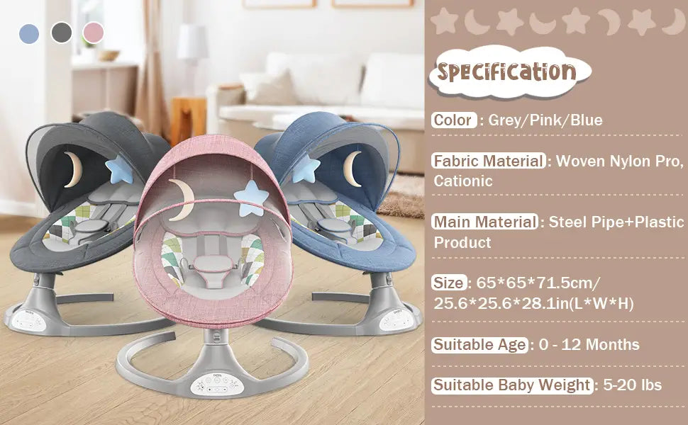 Kimbosmart Baby Swing Bouncer Chair, Multi-function Music