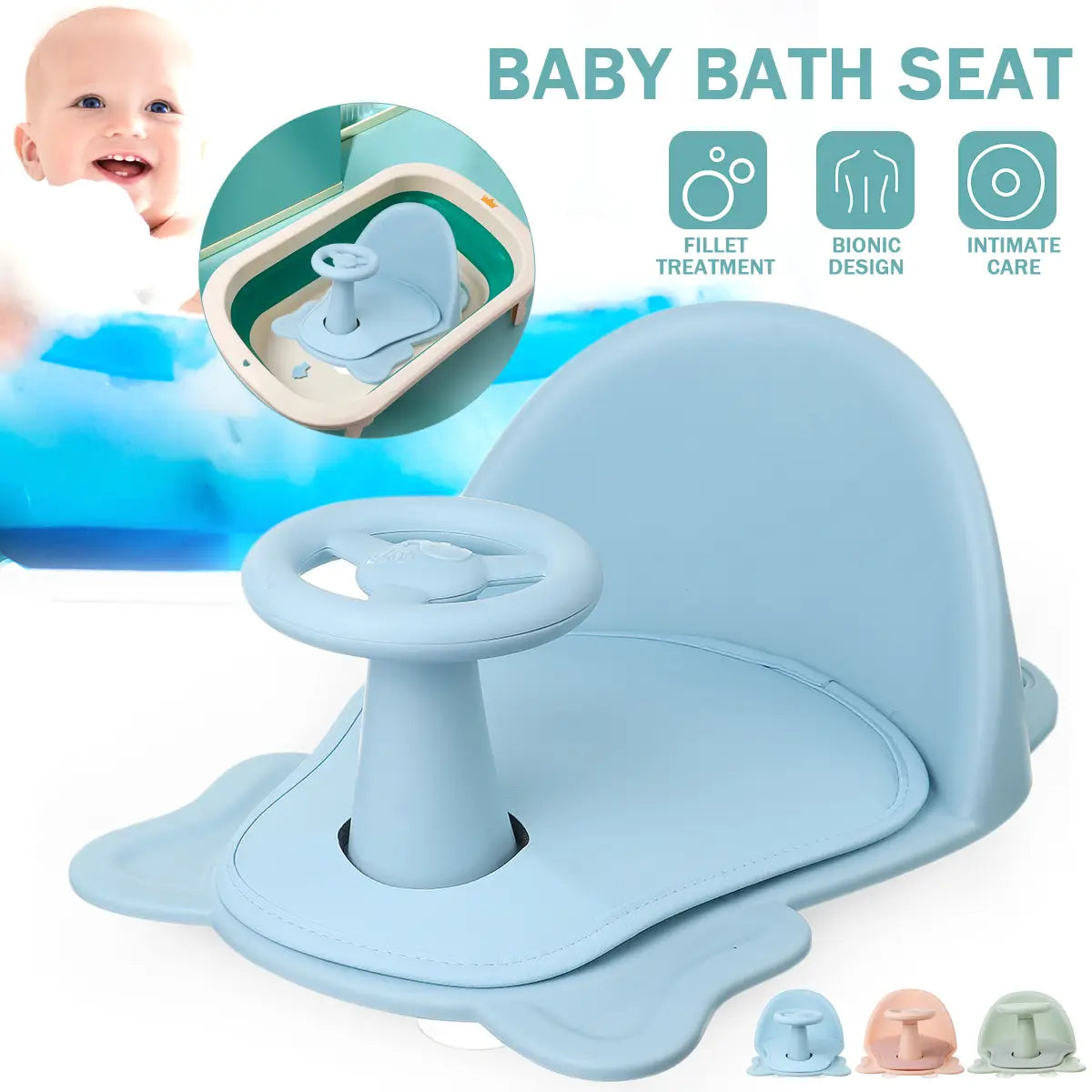 Comfortable Baby Bath Tub Ring Seat Infant Toddler Kids