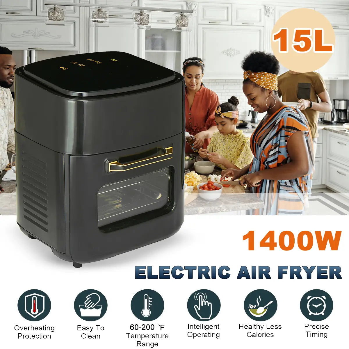 Af5 1400w 220v 15l Air Fryer 360 Surround Heating Digital