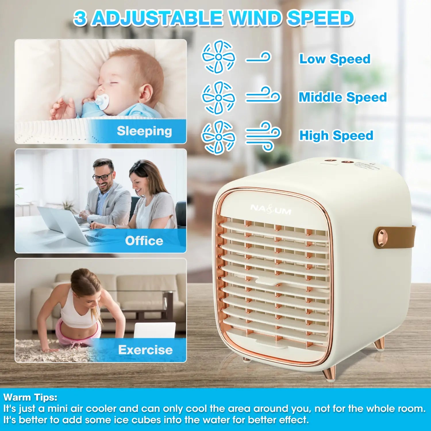 3-in-1 Mini Air Cooler Usb Portable Air-conditioning