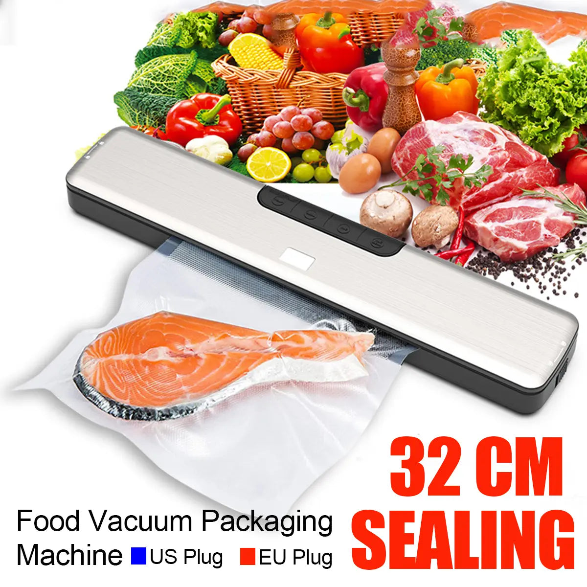 3-32cm Electric Vacuum Sealer Portable Food Meats Fish