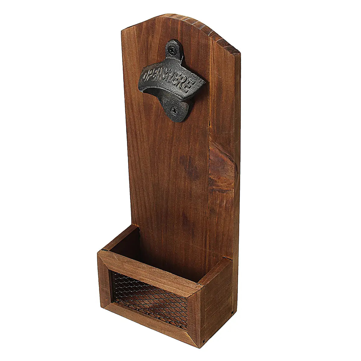 Bottle Opener Wooden Wall Mount: Cap Catcher Tool