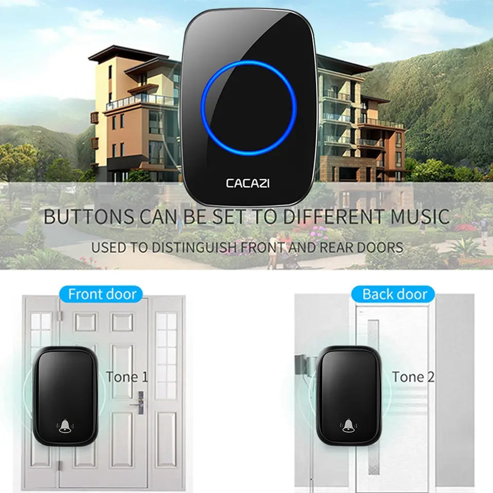 Cacazi Fa58 Wireless Waterproof Self-powered Doorbell No