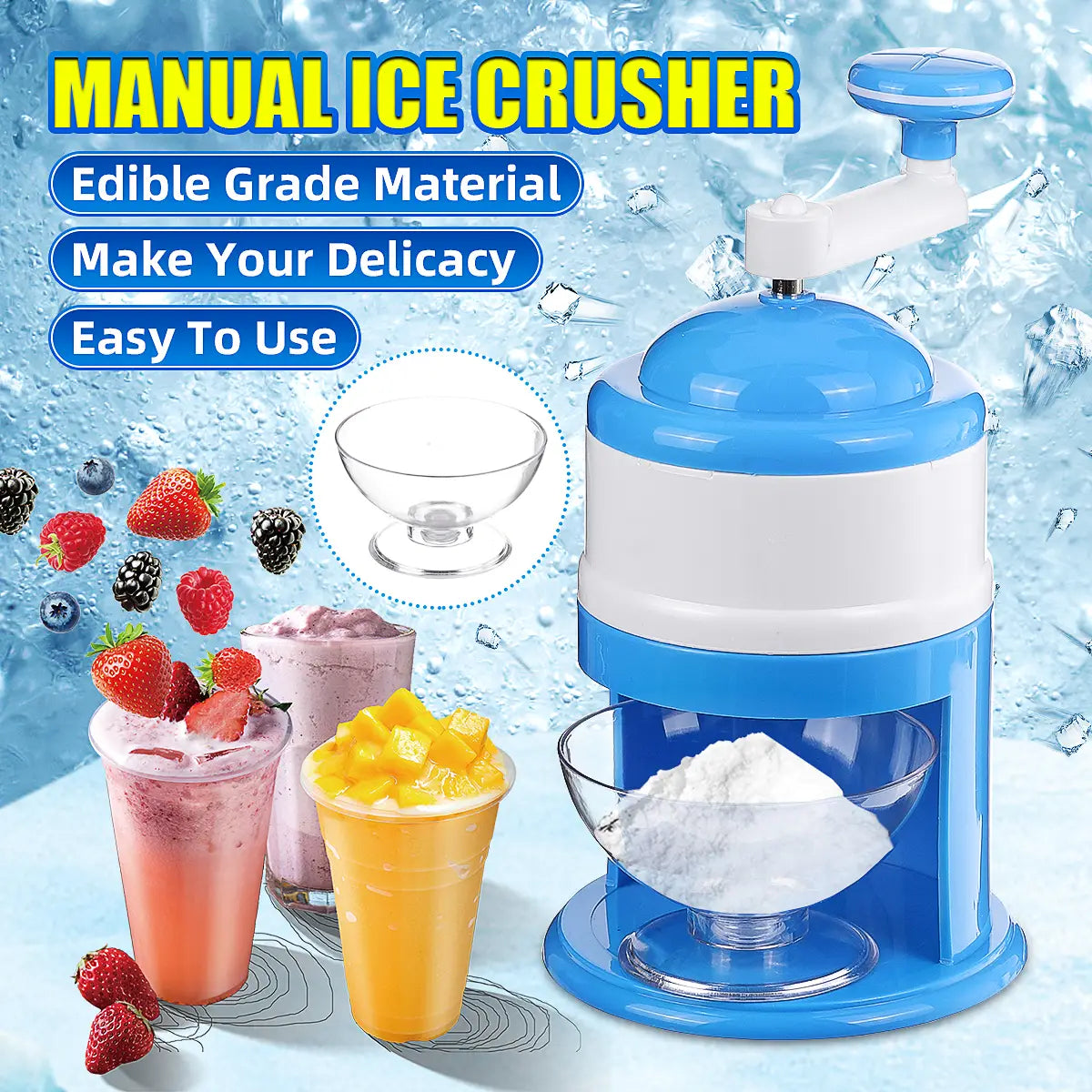 Electric Stainless Steel Ice Crusher Snow Cone Shaver Maker