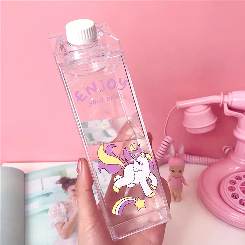 Unicorn Cartoon Water Bottle - 500ml Drink Box