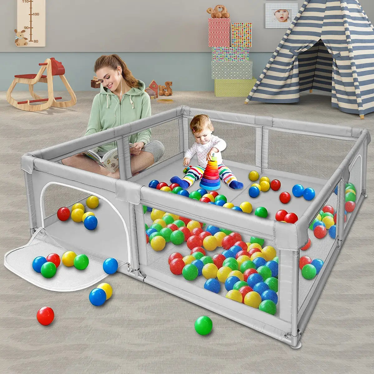 Bioby Baby Playpen 360 Wide View Children Playground Safety