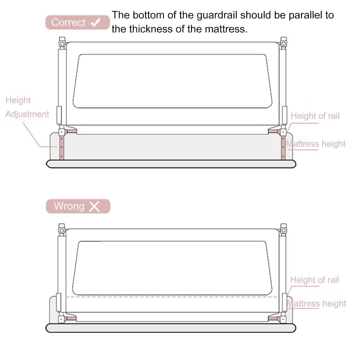 1.5m/1.8m/2.0m Adjustable Folding Kids Safety Bed