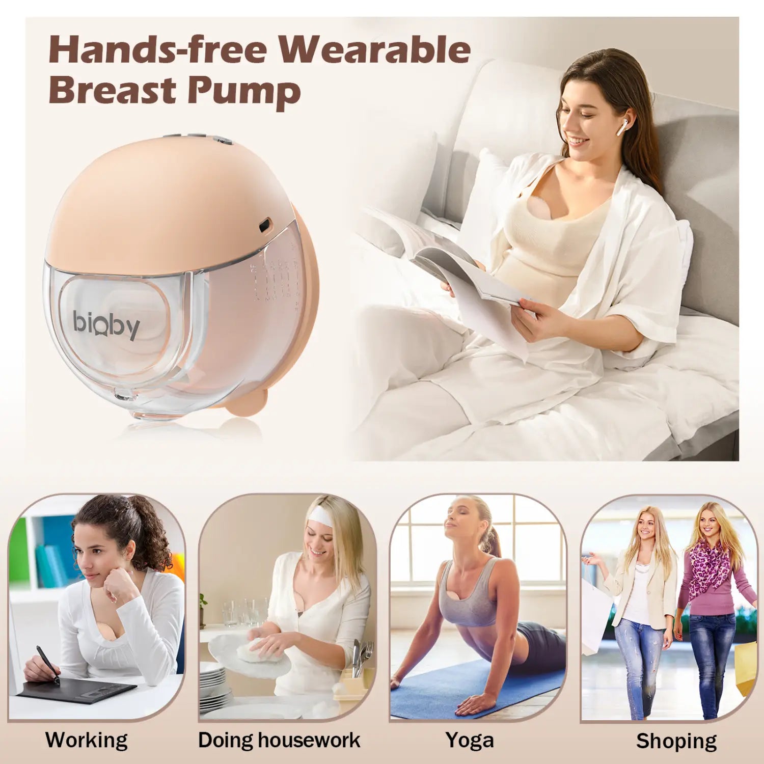 Bioby Electric Breast Pump Bluetooth Hand Free Portable