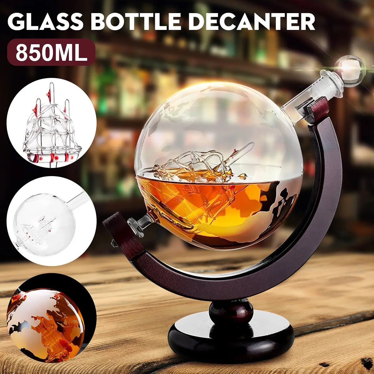 Glass Decanter - 850ml Whiskey Bottle, Large Capacity