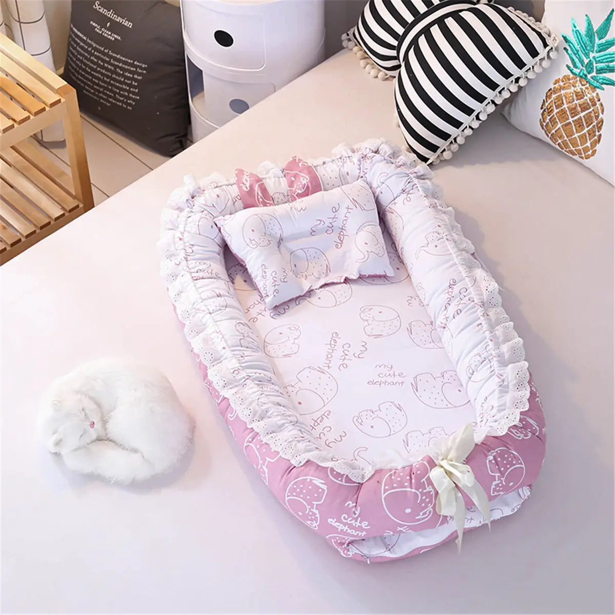 Portable Folding Bed Baby Pillow Sleep Cushion Cot Crib