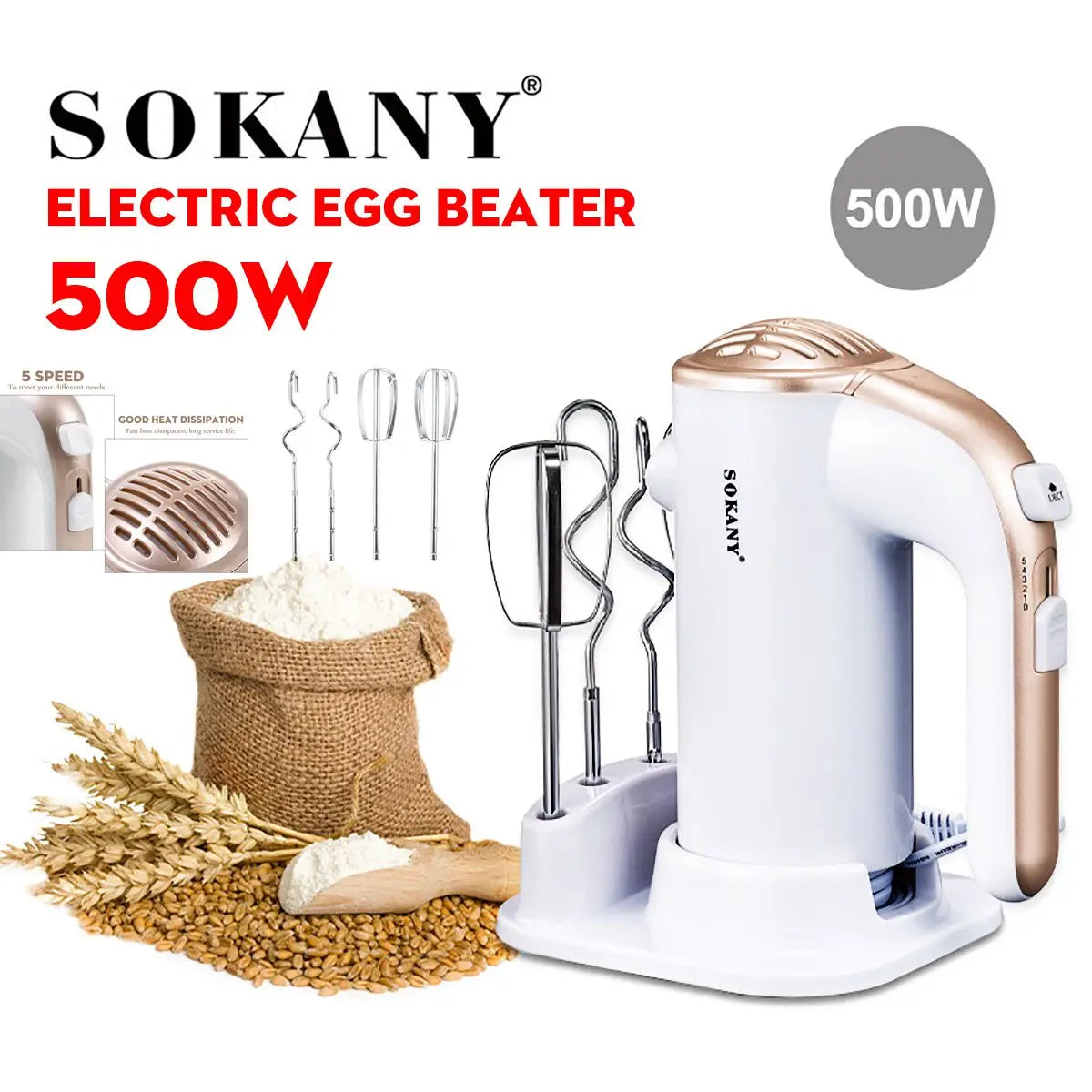 Sokany Sk-935 Speed Auto Electric Blender 220v 500w Eggs
