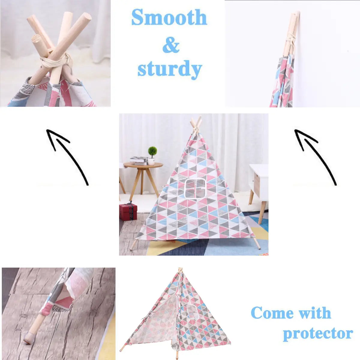Large Cotton Linen Kids Play Tent Teepee Canvas Playhouse