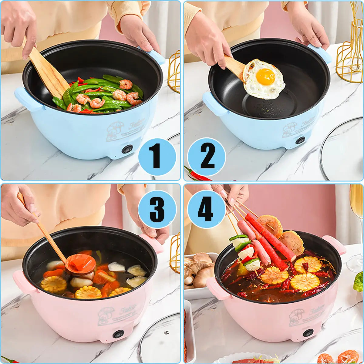 1.5l/3.0l Electric Cooking Non-stick Pan 800w/1000w Mini