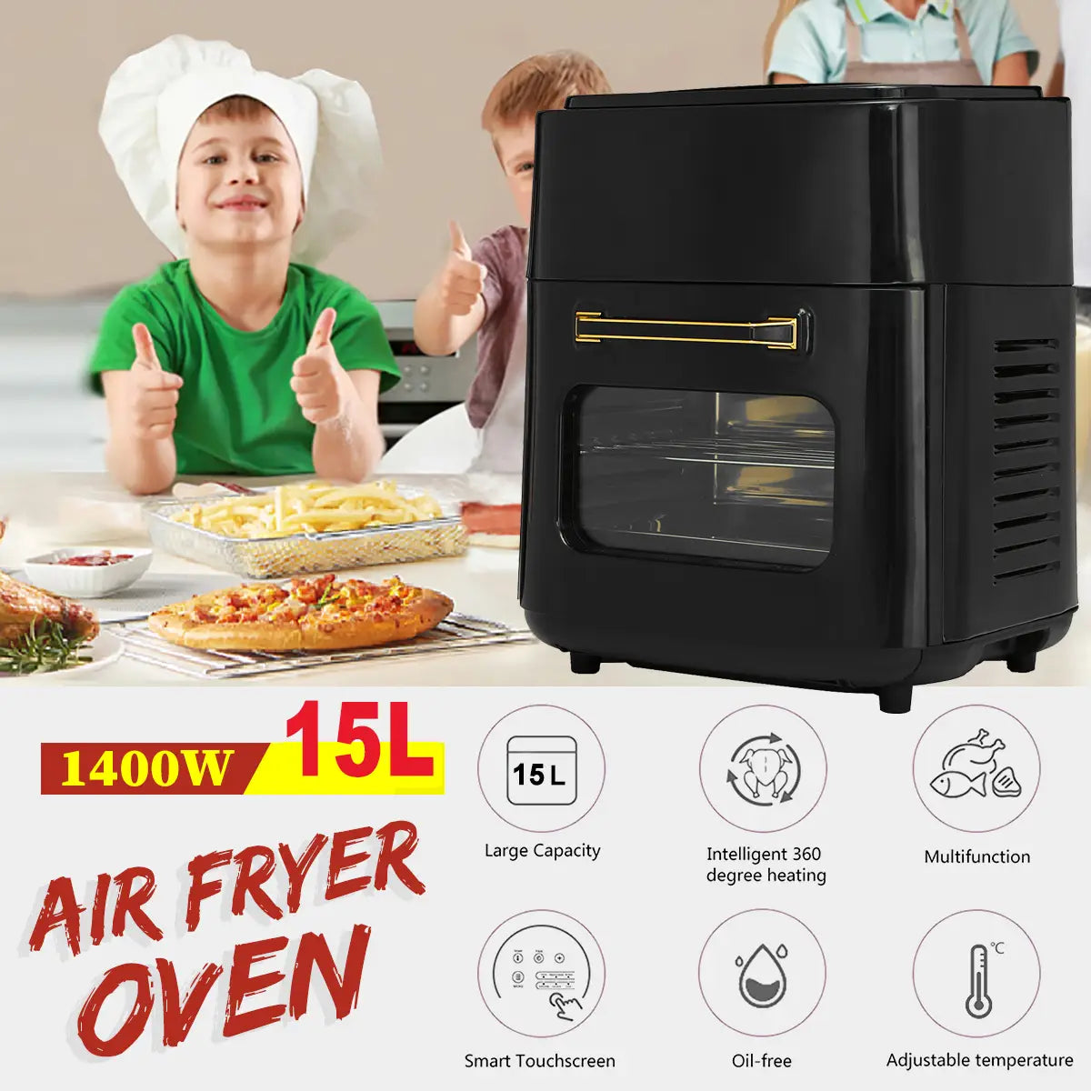 Af5 1400w 220v 15l Air Fryer 360 Surround Heating Digital