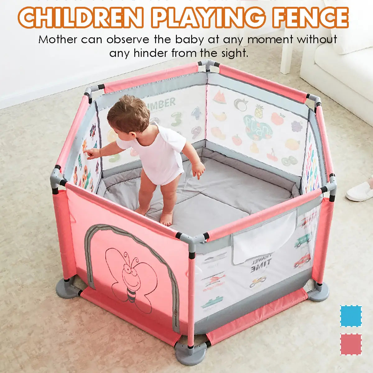 65cm Baby Playpen, Portable Large Playard Indoor & Outdoor