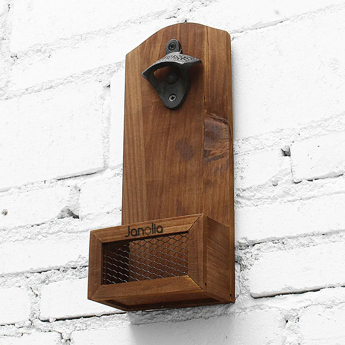 Bottle Opener Wooden Wall Mount: Cap Catcher Tool