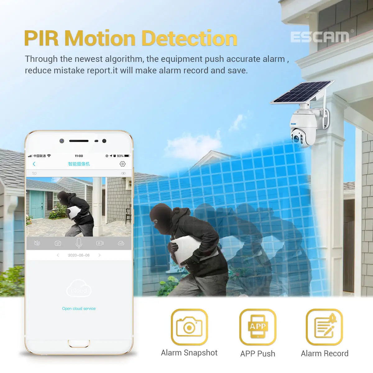 Escam Qf280 1080p Cloud Storage Pt Wifi Pir Alarm Ip Camera