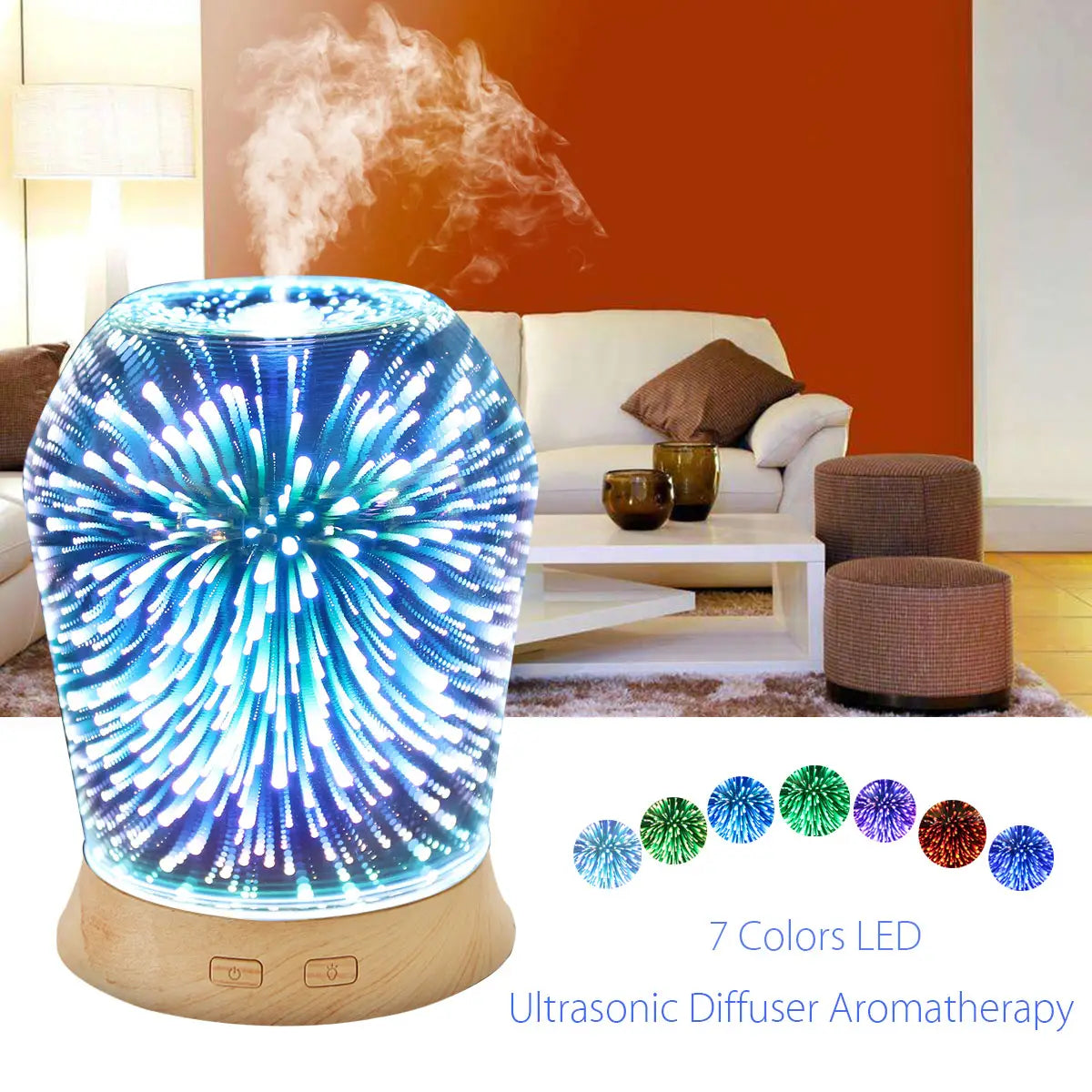 3d Led Ultrasonic Diffuser Humidifier Aromatherapy Essential