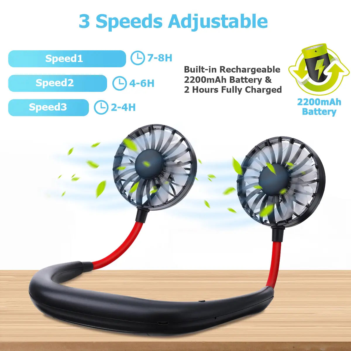 Portable Mini Fan Neckband Lazy Neck Hanging Style Cooling