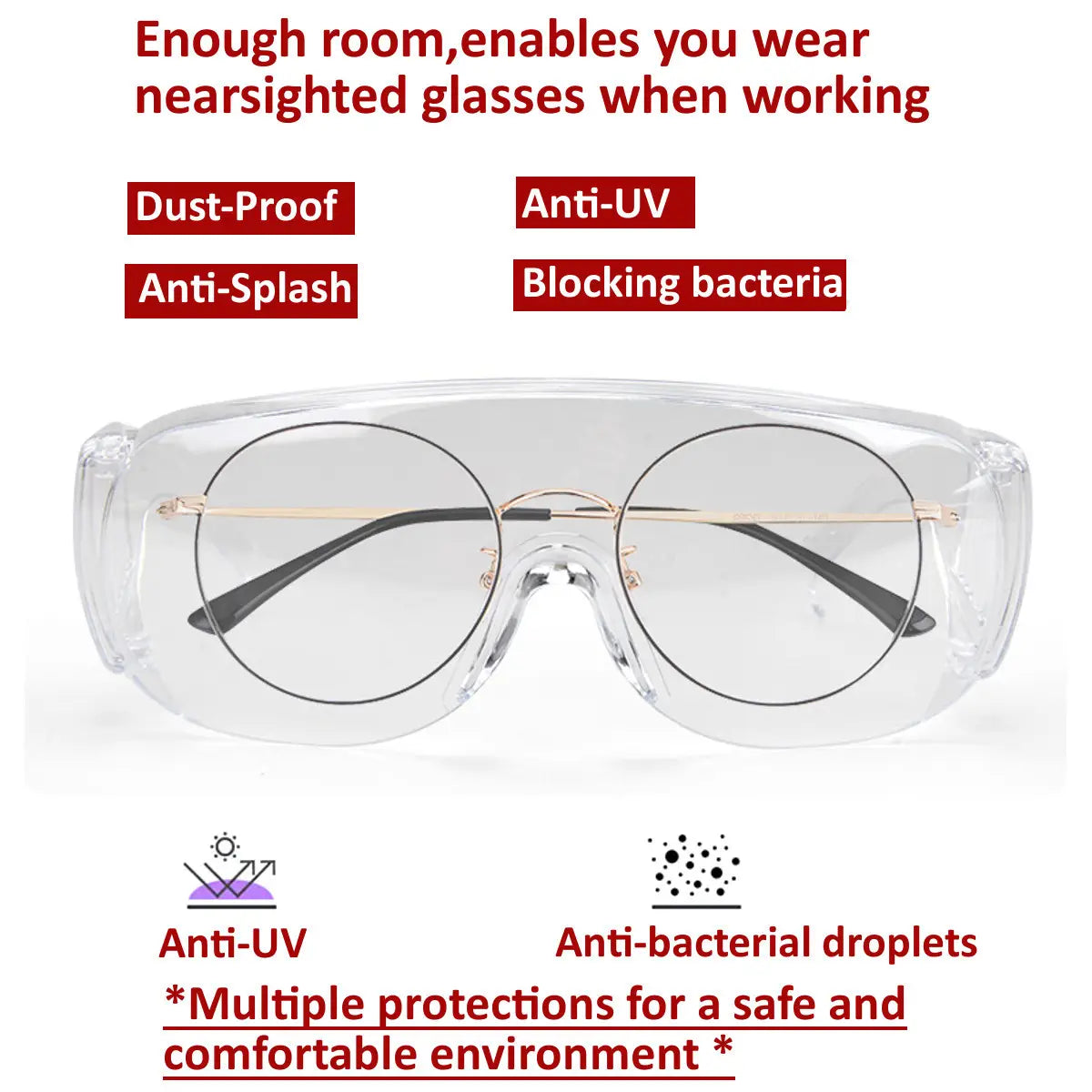 Children Adult Safety Goggles Anti Fog Dust Splash-proof