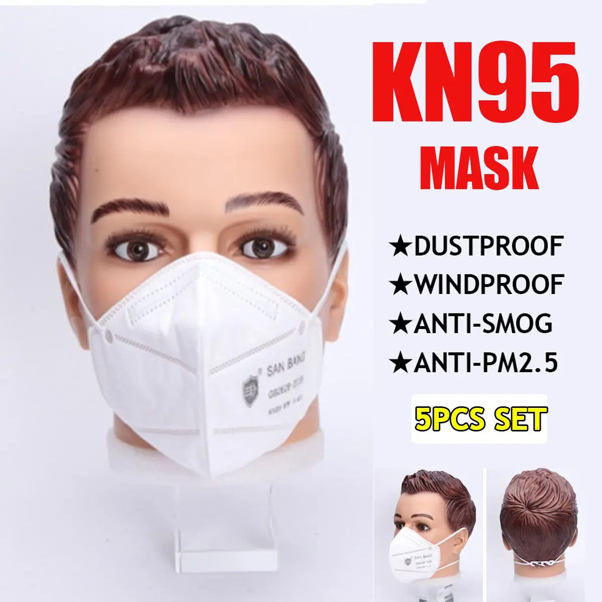 5pcs Mask 3d Protection Pm2.5 Kn95 Respirator For Anti