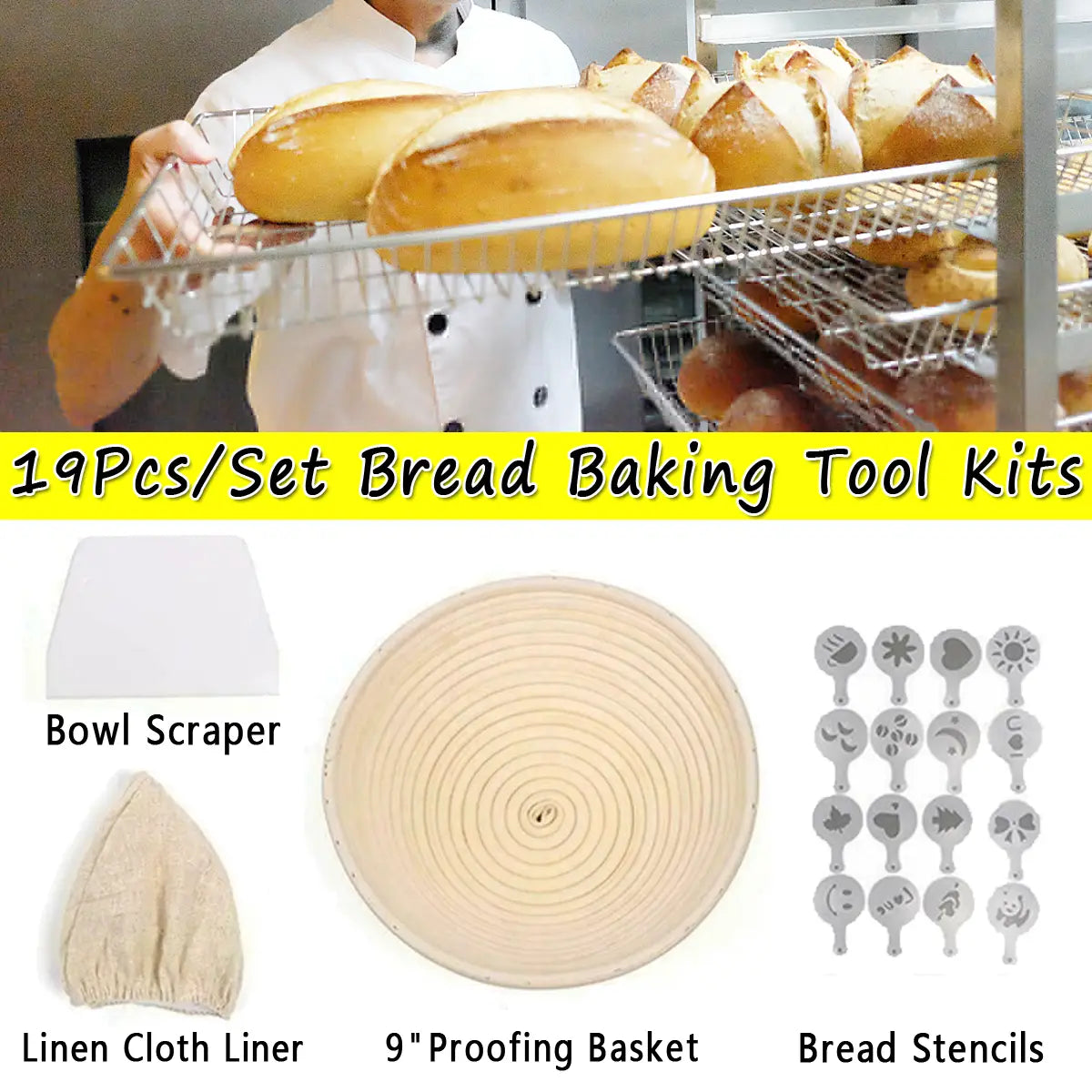 Bread Baking Tool Kits 9 Inch Banneton Proofing Basket