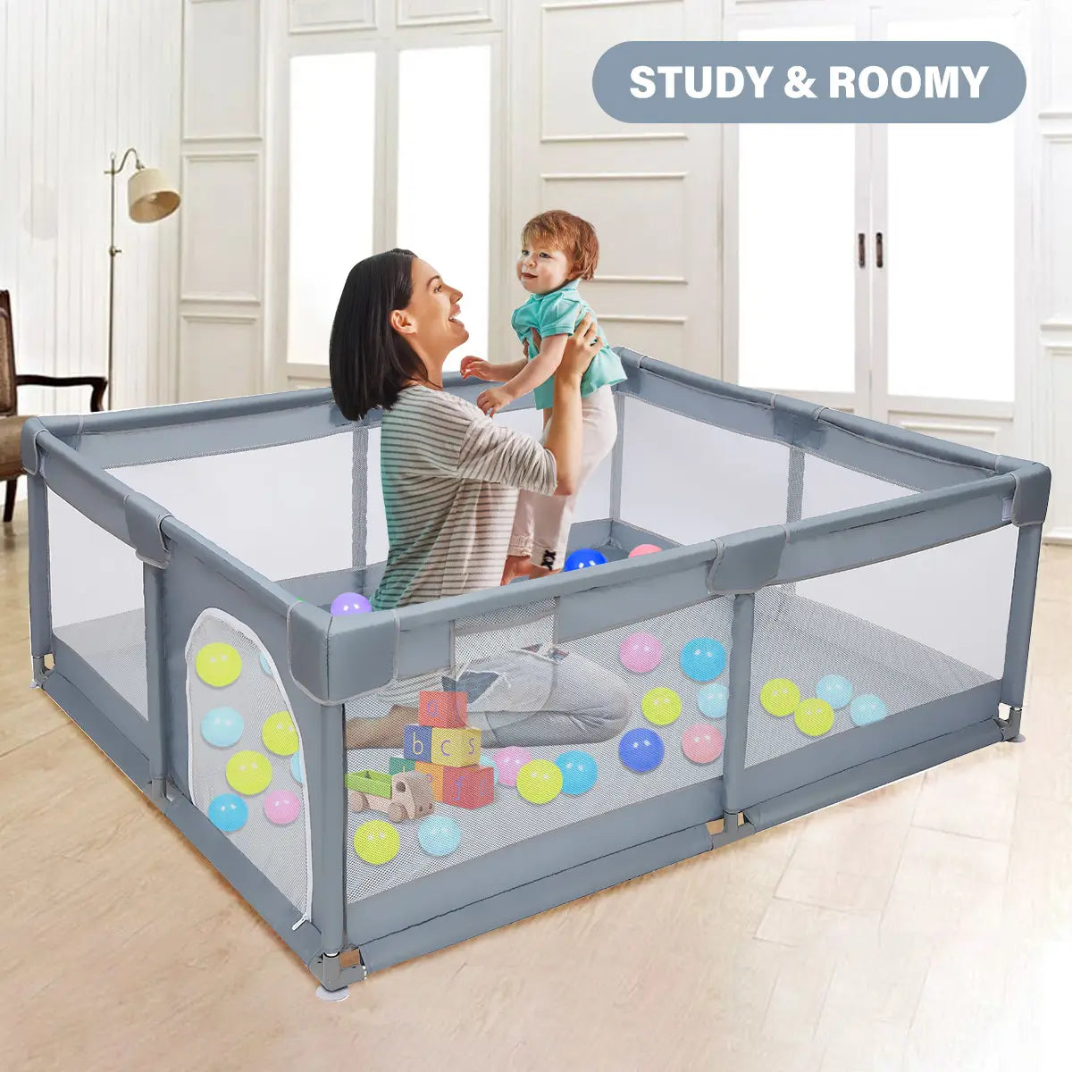 79’’ Baby Playpen Infants Toddler Safety Kids Packable &