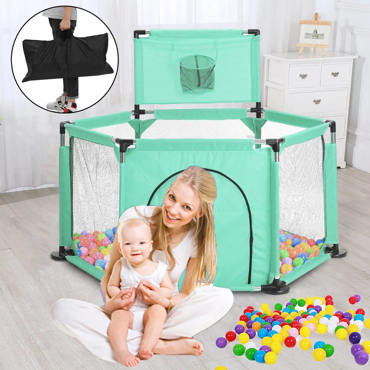 Baby Playpen Oxford Cloth Balls Pool Infant Playground Fence