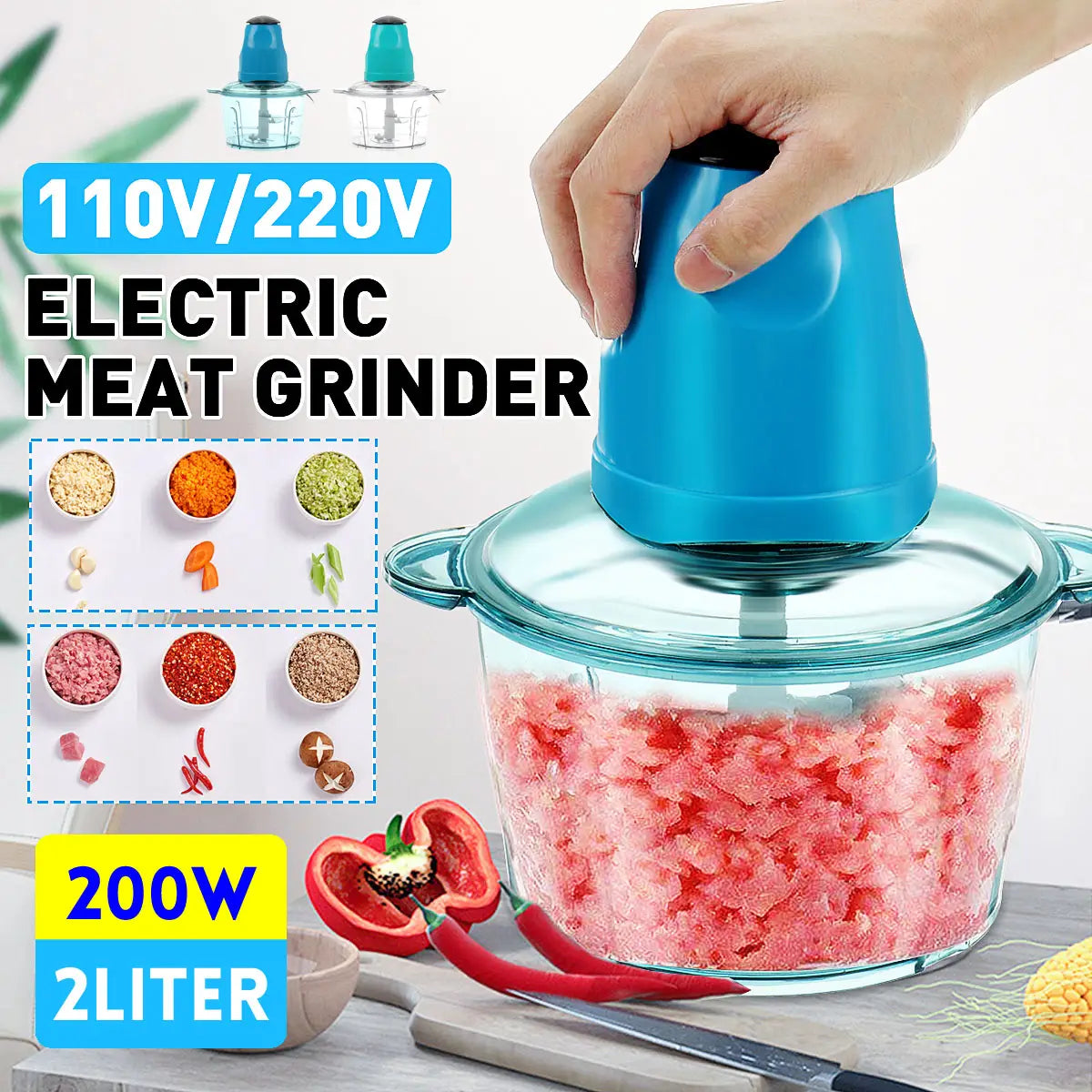 2800w 2l Electric Meat Grinder Kitchen Food Sausage Mincer 4