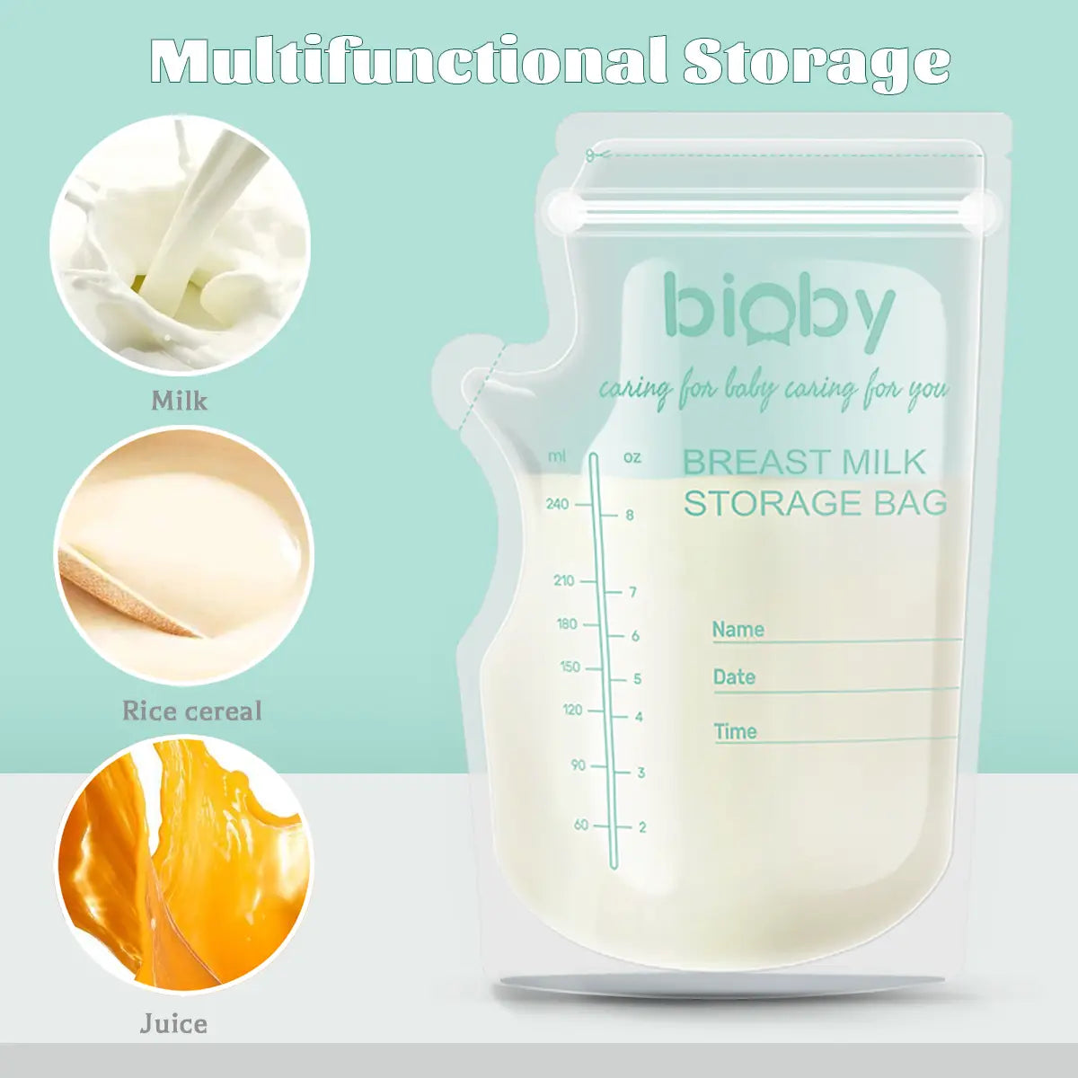 Bioby 100pcs 40ml Milk Freezer Bags Leakproof Mother Baby