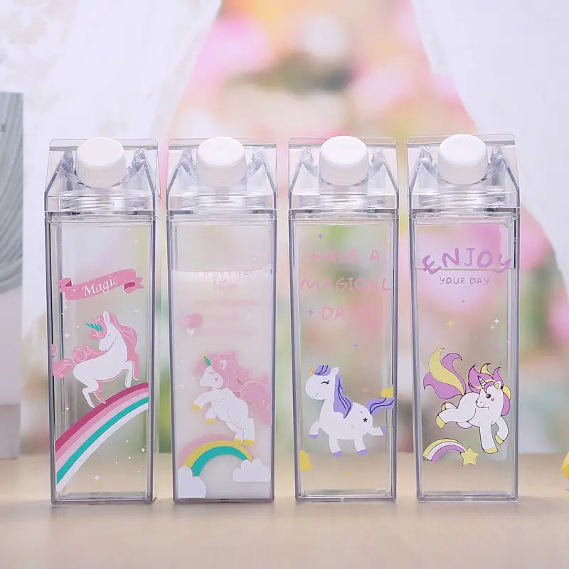 Portable Milk Carton Water Bottle Novelty Cartoon