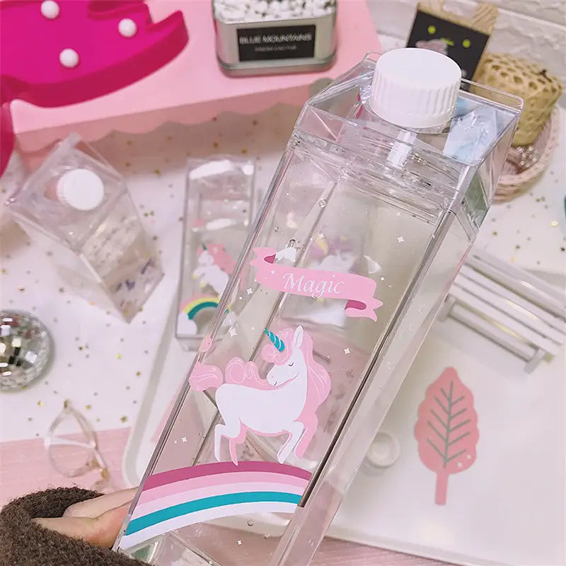 Unicorn Cartoon Water Bottle - 500ml Drink Box