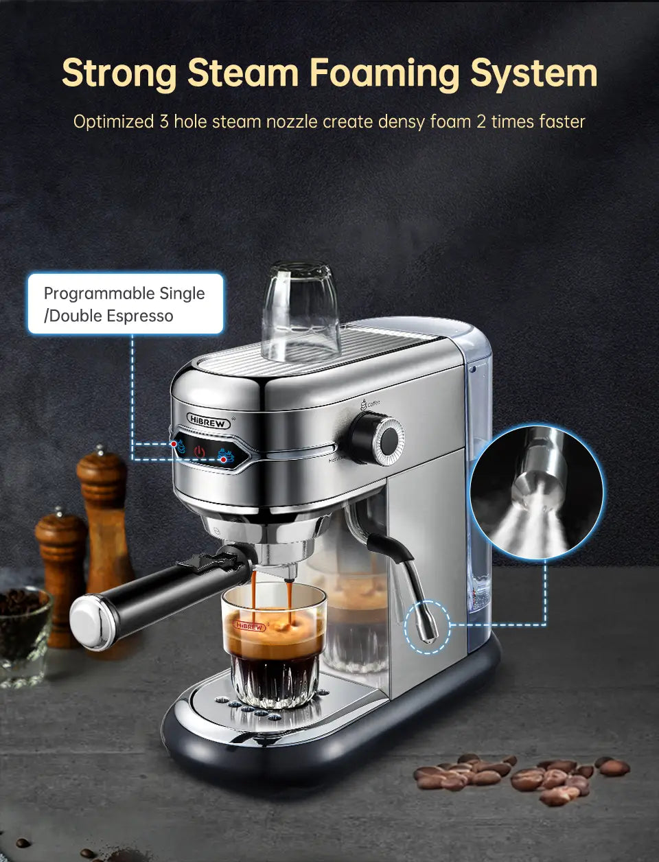 Hibrew H11 Semi Automatic Espresso Machine 1450w 1.1l 19bar